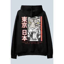 AyveGa Japan Tiger Siyah Oversize  Kapüşonlu Sweatshirt Hoodie