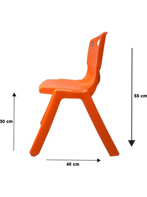 Temel 1.Kalite Kırılmaz Çocuk Sandalyesi – Kreş ve Anaokulu Sandalyesi Turuncu 8 Adet