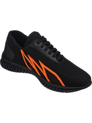 Costo Shoes Eray-02 Siyah-Turuncu Spor Ayakkabı Rahat Geniş Kalıp Kauçuk Esnen Taban