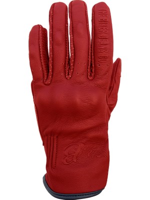 The Biker Jeans Livia Red Korumalı Motosiklet Deri Eldiveni