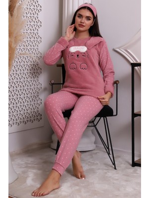 Wordex Fwn 3002 Peluş Welsoft Polar Kışlık Kadın Ev Pijama Takımı