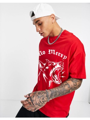 Unisex Nomercy Oversize Tshirt Kırmızı