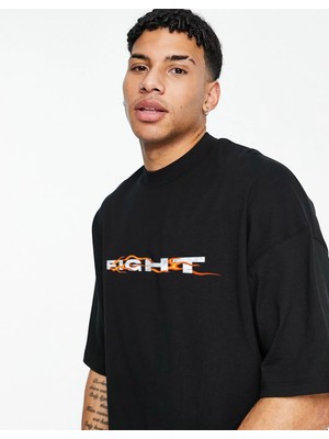 Unisex Fight Oversize Tshirt Siyah