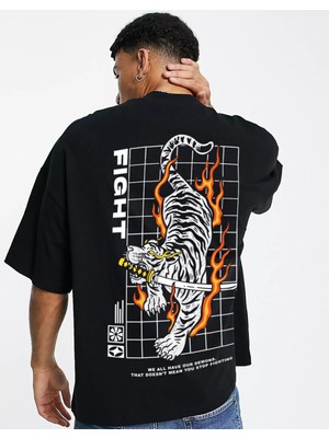 Unisex Fight Oversize Tshirt Siyah