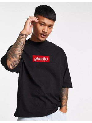 Unisex Siyah Ghedtobox Oversize Tshirt