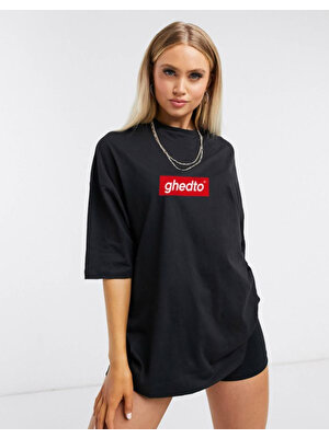 Unisex Siyah Ghedtobox Oversize Tshirt