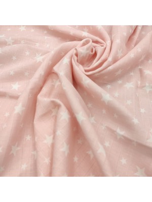 Bebek Star Müslin Örtü Pembe Yıldız Desenli 80x100 cm