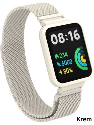 MobaxAksesuar Xiaomi Redmi Watch 2 Lite Kordon Kasalı Milano Loop Metal Kordon