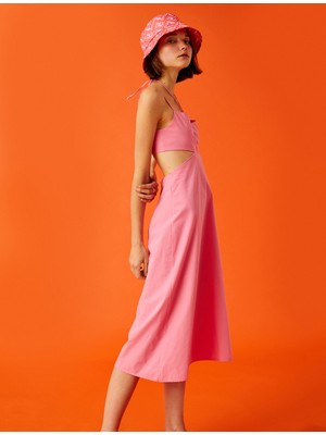 Koton Midi Boy Elbise Pencere Detaylı Ince Askılı