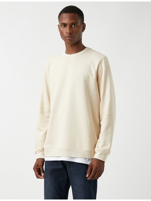 Koton Basic Sweatshirt Şardonlu Bisiklet Yaka