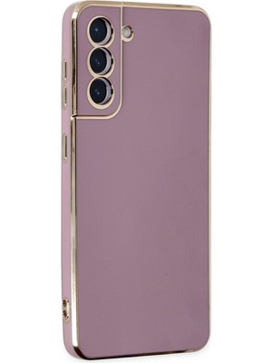 Aqua Aksesuar Samsung Galaxy S21 Kılıf Özel Tasarım Fit Kalıp Lüx Dizayn Silikon Kapak - Mor