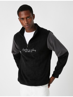 Koton Yakası Fermuarlı Polar Sweatshirt