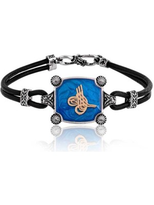 925 Gümüş Gümüş Tuğralı Erkek Bileklik