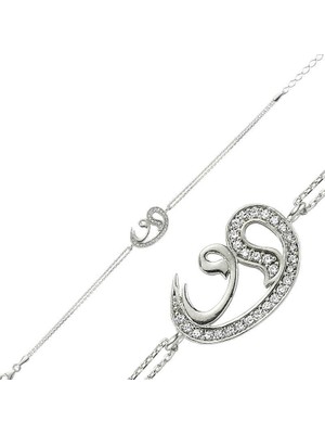 925 Gümüş Gümüş Iki Vav Bayan Bileklik