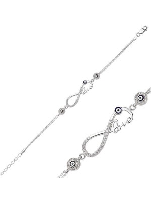 925 Gümüş Gümüş Sonsuzluk Love Bayan Bileklik