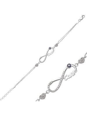 925 Gümüş Gümüş Sonsuzluk Canım Bayan Bileklik