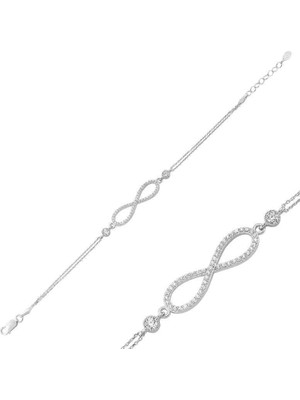 925 Gümüş Gümüş Sonsuzluk Bayan Bileklik