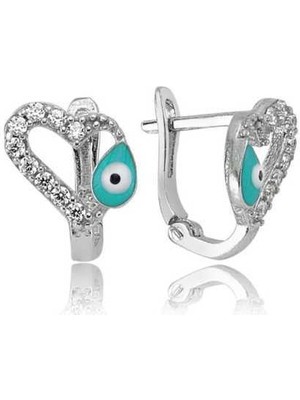 925 Gümüş Gümüş Kalp Figürlü Çocuk Küpesi