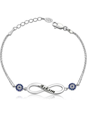 925 Gümüş Gümüş Sonsuzluk Aşkım Bayan Bileklik