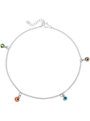 925 Gümüş Gümüş Renkli Nazar Göz Halhal