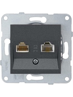 Viko Artline Novella-Trenda Füme Data-Nümeris Telefon Priz (Cat3-Cat6) - Çerçevesiz