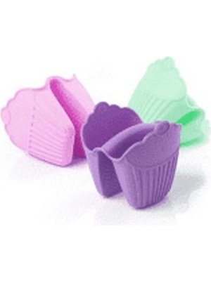 İkbal Home  2'li Silikon Cupcake Şekilli Mor Fırın Eldiveni  Tepsi Tutacağı