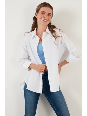 Lela Oversize % 100 Pamuk Gömlek Kadın Gömlek CF21S163867