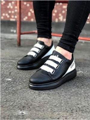 Shoecide WG029 3 Bant Legend Kömür Beyaz Kalın Taban Casual Erkek Ayakkabı