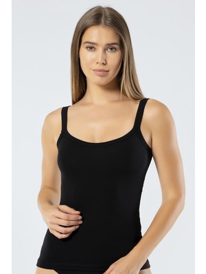 Türen 914 Siyah Kadın Likralı Pamuklu Askılı Atlet