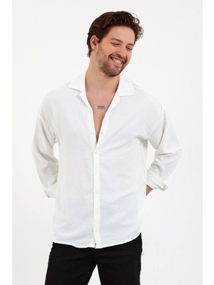 Magical Fashion Beyaz  Oversize Yazlık Gömlek Rahat Kumaş