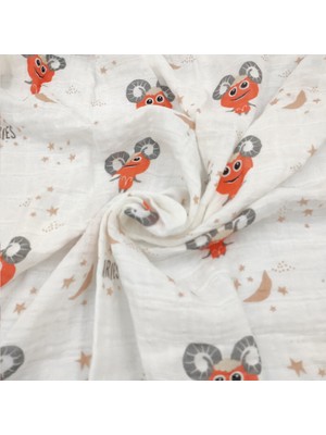 Bebek Star Müslin Örtü Koç Burç Desenli 100x120 cm