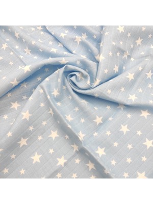 Bebek Star Müslin Örtü Mavi Yıldız Desenli 80x100 cm