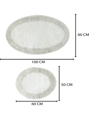 Faiend Geometrik Desen 2'li Set Oval Banyo Paspas Takımı