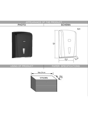 Omnipazar Vialli K21B Z Katlı Kağıt Havlu Dispenseri 400'lü Siyah
