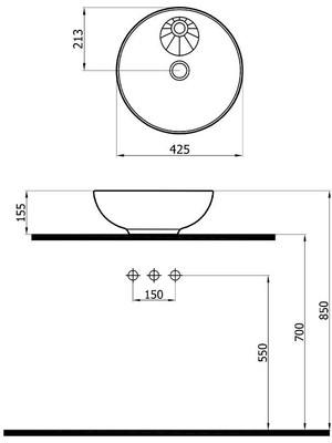 Newarc Batarya Delikli Çanak Lavabo 5010BT