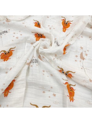 Bebek Star Müslin Örtü Oğlak Burç Desenli 100x120 cm