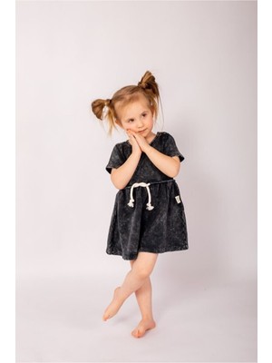 Rg Kidstore Kız Çocuk Siyah 149 Yıkamalı Vintage Elbise