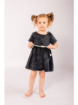 Rg Kidstore Kız Çocuk Siyah 149 Yıkamalı Vintage Elbise