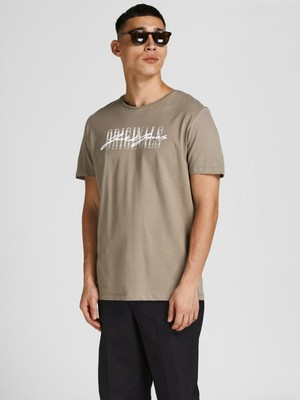 Jack & Jones O Yaka Regular Fit Baskılı Kahve Erkek T-Shirt - 12205957_Jorjungle Script Tee