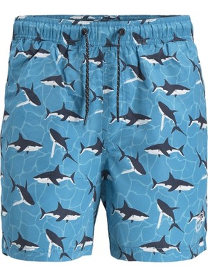 Jack & Jones 12202955_Jpstcrete Jswim Akm Animal Normal Bel Desenli Açık MaviErkek Şort Mayo