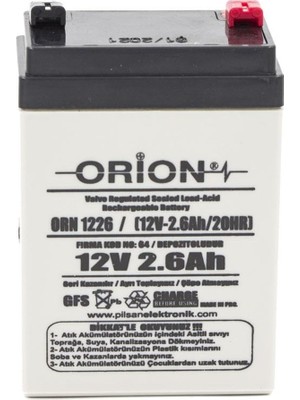 Orion 12V 2.6AH Bakımsız Kuru Akü