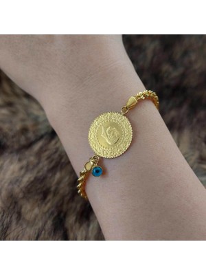 Yarım Altınlı Halat Zincirli Bileklik