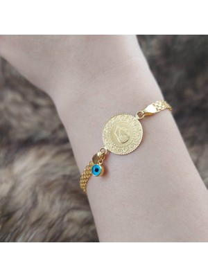 Çeyrek Altınlı Nazar Boncuklu Bileklik