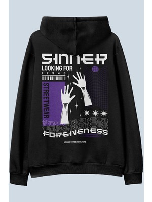 AyveGa Sinner Siyah Oversize  Kapüşonlu Sweatshirt Hoodie