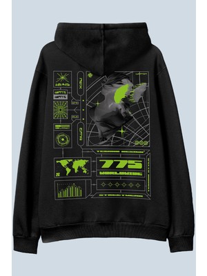 AyveGa 775 Siyah Oversize  Kapüşonlu Sweatshirt Hoodie