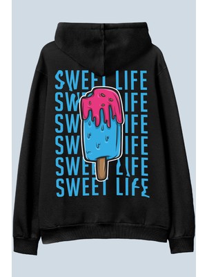 AyveGa Sweat Life Siyah Oversize  Kapüşonlu Sweatshirt Hoodie