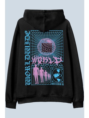 AyveGa New World Siyah Oversize  Kapüşonlu Sweatshirt Hoodie