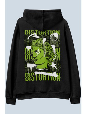 AyveGa Distortion Siyah Oversize  Kapüşonlu Sweatshirt Hoodie