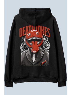 AyveGa Death Jokes Siyah Oversize  Kapüşonlu Sweatshirt Hoodie