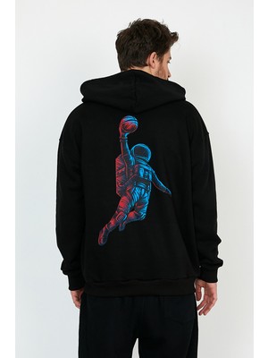 AyveGa Space Basket Siyah Oversize  Kapüşonlu Sweatshirt Hoodie